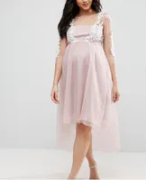 2021 Bateau Sheer Neck Romen Prom Dresses Hi-Lo 3/4ロングスリーブイブニングブライドメイドガウンソフトチュールアップリケセクシーなオープンバック妊娠ドレス