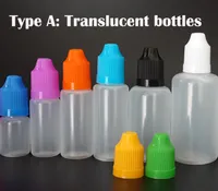 Vape e-Juice E-vloeibare plastic druppelfles 5 ml 10 ml 15 ml 20 ml 30 ml 50ml 60 ml pe naaldfles met kinderproof cap en fijne tips