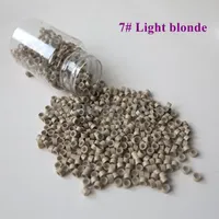 Wholesale 1000pcs/bottle 5*3*3mm 7#Light blonde Aluminium Silicone Lined Micro Rings/Links/Beads for Feather Human Hair Extensions