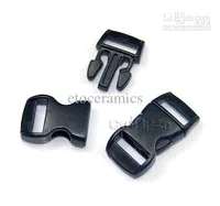Hebillas de plástico negras al por mayor de 3/8 "(10 mm) contorneadas curvadas para correas de pulsera ParaCord lots10000