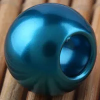 100PCS Beautiful teal PImitation Pearl Charms for Jewelry Making loose European Big Hole Acrylic Beads Fit European Bracelet Low Price