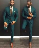 Zielony Niestandardowy Slim Fit Mens Business Suit Kurtka + Spodnie + Krawat Przystojny Męskie Garnitury Wiosna Gorąca Sprzedaj Garnitury Ślubne Groom Ebelz Custom