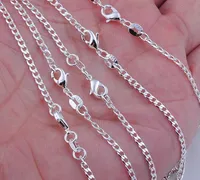 20pcs Good Gift 925 Sterling Silver 1MM Flat Curb Chain Necklace Men&#039;s Necklace 16&quot;-30&quot; fit pendant necklace