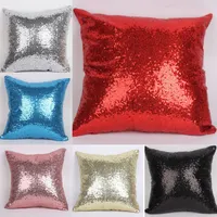 2016 Fashion Bright Sequins Pillow Case Zipper Pillow Case Hem Kasta Kudde Fodral 7 Färger Mesmerized Pillow Cover Home Sofa Kuddehölje