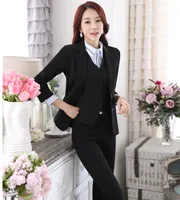 Wholesale-New Professional Formal Pantsuits Ladies Business Women Suits 3 pieces With Jackets + Pants + Vest Female Trousers Sets Outfits