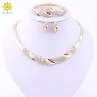 2017 pendientes de collar de moda anillo de la pulsera chapado en oro sistemas de la joyería para las mujeres de cristal nupcial accesorios de boda