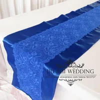 2016 Ny mode 35cm * 250cm Royal Blue and Lace Split Table Runner 2st mycket för bröllop / dingingbord