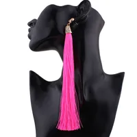 Pendientes de Bohemia de moda Borla larga Hilo Fringe Cuelga Gota Stud Hook Earrings 5 ​​Color Select E03751