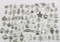 Mix 100 Style Halsband Hängsmycke Charm DIY Silver Smycken Tibetanska fynd Armband Halsband Accessory Smycken Findings Components