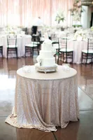 Gold Rose Sequined Round Table Cloth Sparkly Champagne Tablecloth Elegant Wedding Sequin Table Dress Fabrics Cheap Wholesale