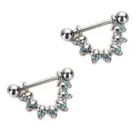 3 Paar Skull Tipple Piercing Bar Shield Barbell Ring Jewel Gem Design Chirurgisch Staal 16G voor Vrouwen Lichaam Sieraden