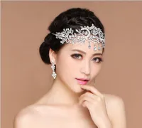 Goedkope Bling Zilveren Bruiloft Accessoires Bruids Tiara's Haarstroken Crystal Rhinestone Headpieces Sieraden Dames Voorhoofd Haar Kronen Hoofdbanden