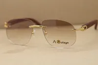 Decor Frame de madeira T8100928 desenhista óculos de sol sem aro ouro óculos de moda ornamental tamanho: 56-18-140mm lentes de alta qualidade