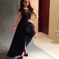 Hallo Low Black Prom Kleider 2016 Vintage Arabien Applique Eine Linie Abschlussball-partei-kleider Nach Maß