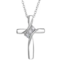 2016 оптовая цена крест Христос Иисус Кристалл ожерелье религия женщины серебряный Кристалл CZ камень Ожерелье для женщин ювелирные изделия DHN809