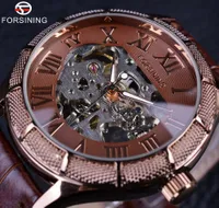 Forsining Skeleton Watch Transparent Roman Number Watches Men Luxury Winner Brand Mechanical Hombres Reloj de cara grande Steampunk Wristwatches