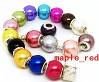 100PCS/Lot Beautiful Mixed Imitation Pearl Charms Silver core loose European Big Hole Acrylic Beads for Jewelry Making Low Price
