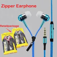 Fones de ouvido com zíper no ouvido fone de ouvido fone de ouvido 3.5mm in-ear zip fone de ouvido para iphone android com microfone mp3 player com pacote de varejo