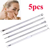 Face Skin Care Stainless Steel Blackhead Blemish Acne Pimple Extractor Remover 5Pcs Kit Tool Cleanser Beauty