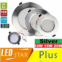 Silverkropp 10W 15W 20W LED-downlights Inbyggd taklampor 120 Vinkel Dimbar LED Down Lights AC 110-240V med förare CE ul