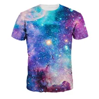 Wholesale-H&amp;Unique-summer style casual Colorful galaxy space printed 3D t shirt men women new fashion tops tees plus size t-shirt