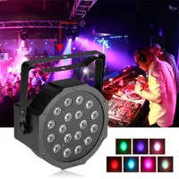 18LEDS RGB 실내 음악 음악 활성화 된 LED PAR 빛 무대 조명 KTV DJ 디스코 파티 단계 효과 파 라이트 회전 램프 전구