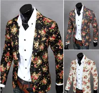 Personalisieren Floral Blazer für Männer Revers Ansatz dünne Single Button Männer Glanzanzug Blazer Baumwollbeiläufiges Party Männer Anzüge J160438