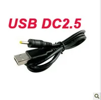 Gratis frakt 1000PCS / Lot USB-laddningskabel till DC 2,5 mm till USB-kontakt / Jack-nätsladden