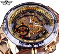 Ganador Marca Nueva Moda Gold Reloj de acero con estilo Hombre Reloj masculino Clásico Mecánico Mecánico Muñeca Muñeca Vestido Esqueleto Reloj Regalo