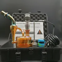 DHL Gratis E Digital Dab Nail Kit Dry Herbal Essential Olja Vaporizer Kit Arbeta med färgplätering DAB Rigger Glas Vatten Bong