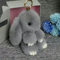 Fashion Soft Smart Rabbit Fur Keychain para Bag Hancher Toys Hotsalefur Key Ring Diy Decoration muitas cores