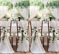 Elfenbenstol sash för bröllop med stora 3dchiffon delikat bröllop dekorationer stol täcker stol sashes bröllop tillbehör