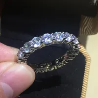 2.29 Eternity Band Engagement Wedding Gemstone Rings Diamond Simulerad Platinum EP Storlek 5,6,7,8,9,10