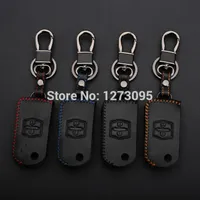 Hand Stitched Leather Car Key Case Cover for Mazda 3 5 6 8 Mazda 323 CX-7 CX-9 2 Buttons Folding Key Keychain Accessory