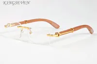 Brille Bambusholz-Mode-Sonnenbrillen für Mens polarisierte Büffel-Hornglas-Randlose graue schwarze klare Linse mit Original-Fall