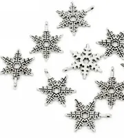 200Pcs Tibetan Silver Christmas Snowflake Charms Pendant For Jewelry Making 23x20mm