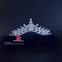 Rhinestone Crystal Bridal Wedding Tiaras Crown Handmade Księżniczka Królowa Akcesoria Do Włosów Pałąk Klipy Kwiat Ładne Dziewczyny Dziecko Tiara KM192