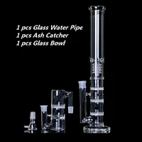 Glass Hookahs Pipe 15&quot; Water Smoking Percolator Water Bong With Triple Honeycomb Disk Free Ash Catcher and Glass Bowl for your Christmas Gift