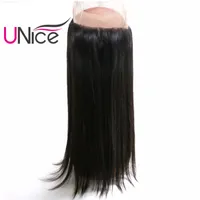 Unice Hair 360 Lace Frontal Closure brasileño pelo recto 10-20inch 1 pieza parte libre 100% cabello humano 360 Full Lace Frontal sin procesar