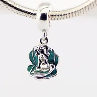 925 Sterling Silver Sorcerer Dangle Charm loose Bead Ariel in a Shell Fit European Pandora Style Jewelry Snake Chain Bracelets Necklaces