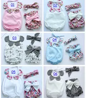 New arrival 2016 baby toddler summer boutiques baby girls vintage floral ruffle neck romper cloth with bow knot shorts headband