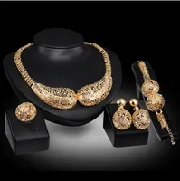 Online for Sale Solid Geometry Shape Sieraden Sets Wit Gemstone Ketting Armband Oorbellen Ringen 18K Gold Jewelry Family of Four Gtomks045