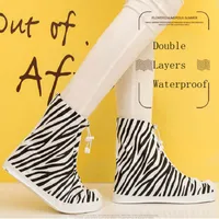60pcs 2016 PVC overshoes women rain boots galoshes reusable shoe covers zebra print waterproof wear directly washed ZA0510