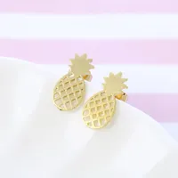 10Pair- S047 Cute Tiny Piña Pendientes Lovely Ananas Earrings Simple Funny Outline Fruit Stud Earrings para mujeres Minimalista