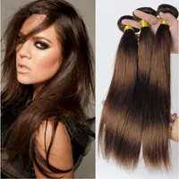 Reine Farbe # 4 Middium Brown Peruanisches Haar Seidige Gerade Weave 3 Stücke Los Schokolade Mocha Peruanisches Gerade Menschliches Haar Bundles Extensions