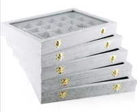 silver velvet Jewelry case with glass cover for display and collect ring bangle1763579