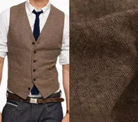 Vintage Brown tweed Noivo Coletes de Lã Espinha de Peixe estilo Britânico custom made terno dos homens alfaiate slim fit Blazer ternos de casamento para homens