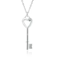 Factory direct wholesale and retail 925 sterling silver fine chain Bu heart drill small Key Necklace Fashion Silver Necklace