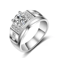 1.25CT Genuine SONA Synthetic Diamond Wedding Engagement Ring for Men and Women 925 Silver With Side Stones