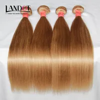 Honey Blonde Brazilian Human Hair Weave Bundles Color 27# Peruvian Malaysian Indian Eurasian Russian Silky Straight Remy Hair Extensions